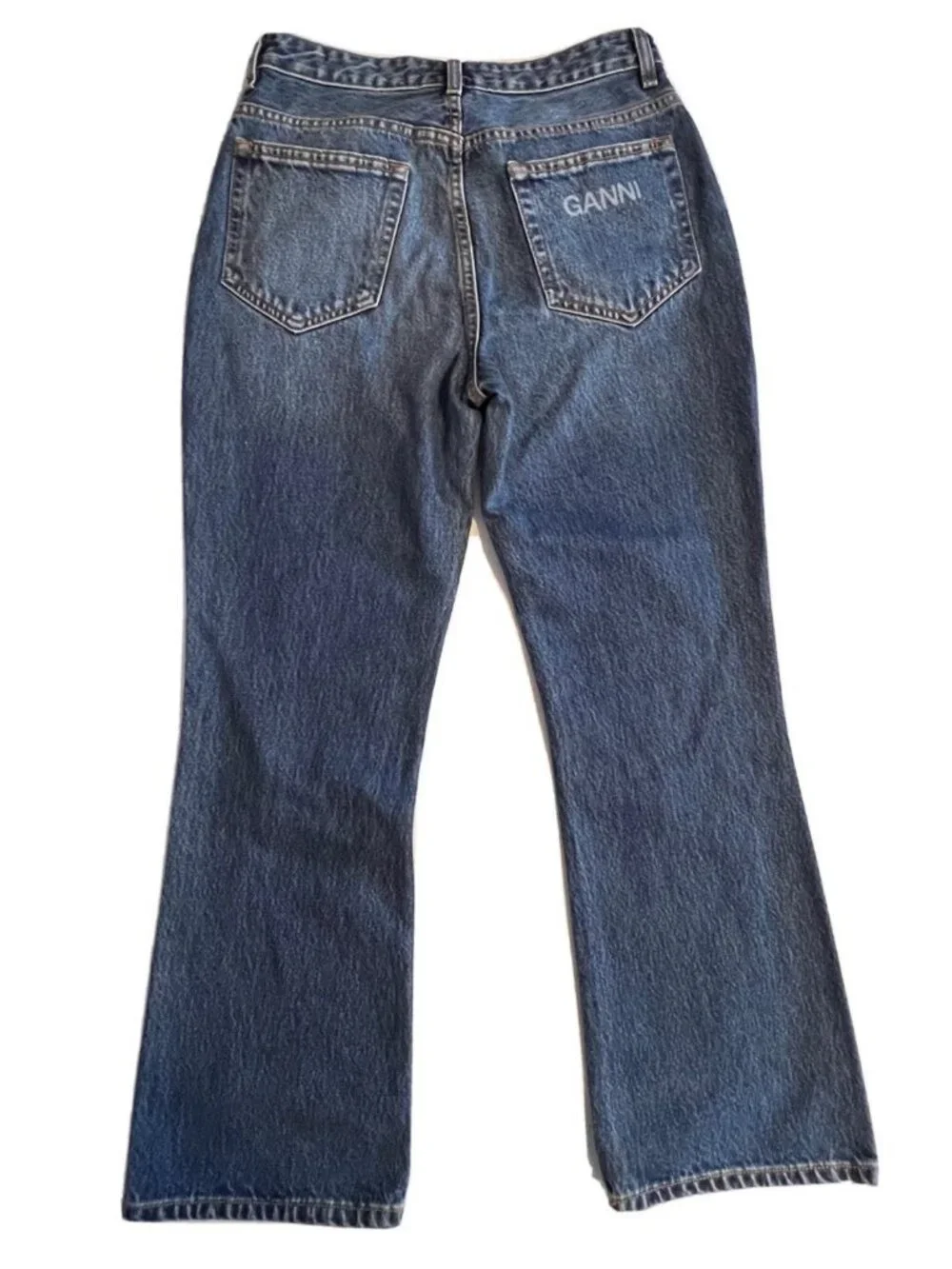 Ganni Jeans Women's 28 NWT High Rise Wide Leg Cropped Organic Cotton F6016